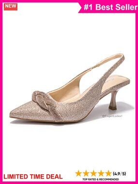 Women's Slingback Kitten Heel Pointed Toe Pumps Dress Wedding Party Shoes